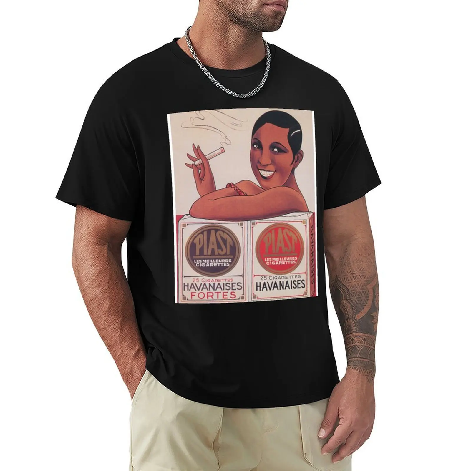 

Josephine Baker Cigarettes, Vintage Poster T-Shirt funny shirt cotton graphic t shirts t shirts for men cotton