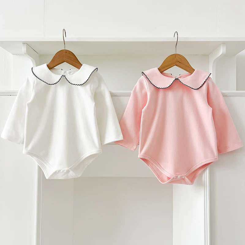 Baby Jungen Mädchen Overall Frühling Neugeborenen Strampler Lange Ärmeln Einfarbig Baumwolle Spleißen Kleinkind Baby Mädchen Strampler Kinder Kleidung