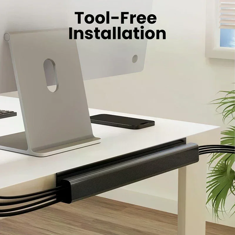 Organizer per cavi da scrivania a canale Accessori per la gestione dei cavi Protezione per cavi bianca Nessuna perforazione sotto il vassoio di gestione della scrivania