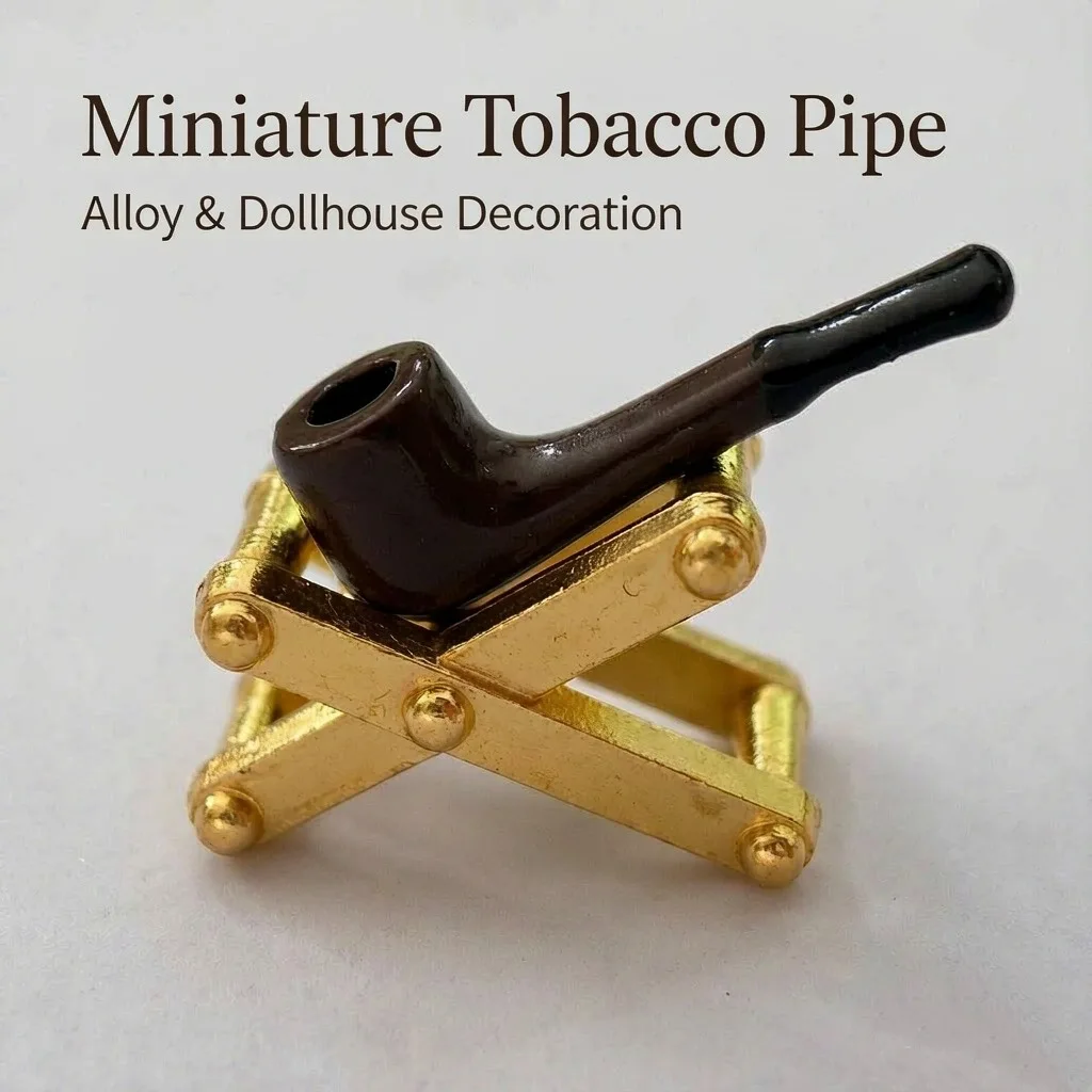 1set Mini Metal Smoking Pipe Mouthpiece Model Miniature Scene Photography Prop Accessory Desktop Decoration