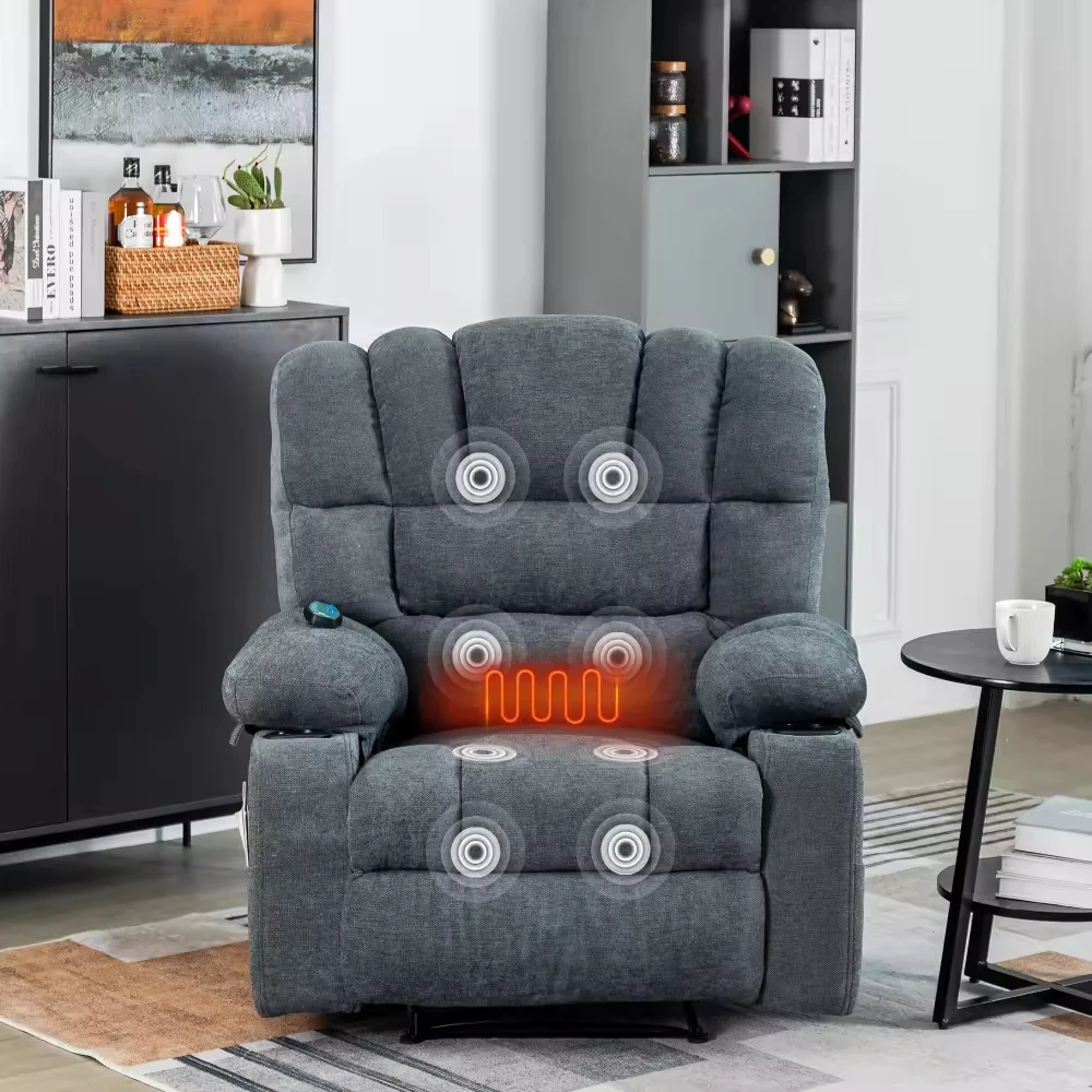 Massage Recliner Sofa Bed Storage Foldable Inflatable Modern Design Sherpa Upholstery Steel Wooden Frame Ergonomic Heated