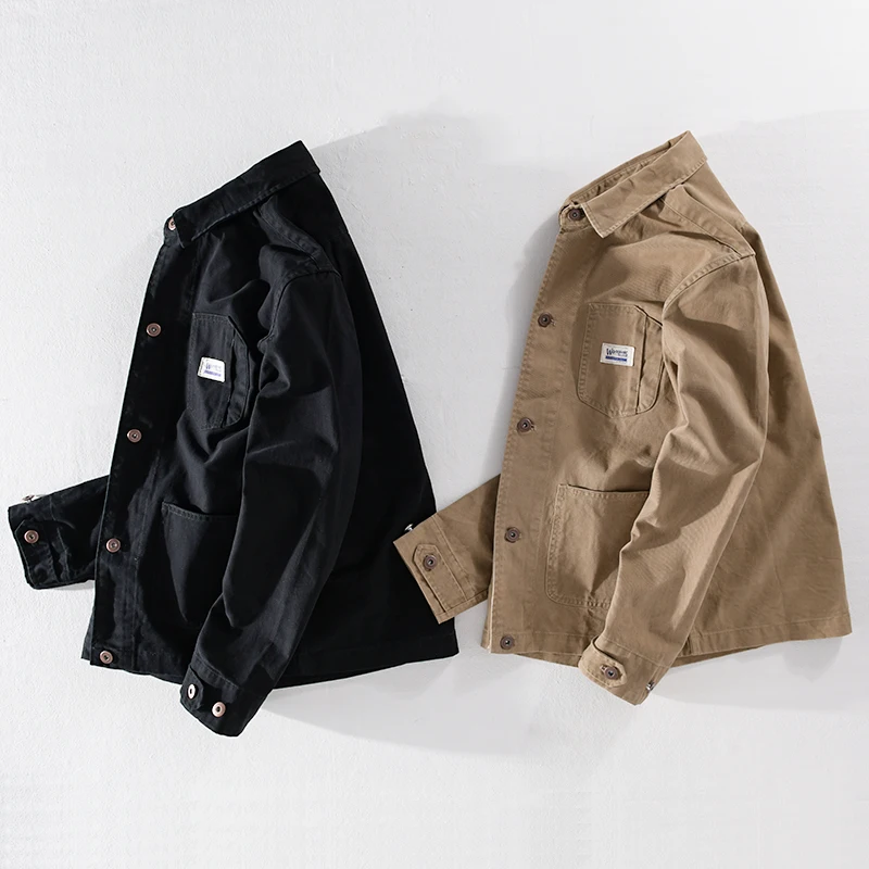 

Свободная повседневная мужская джинсовая рабочая одежда в стиле ретро в японском стиле, модная верхняя одежда на весну и осень, хлопковая длинная све Faion Ci