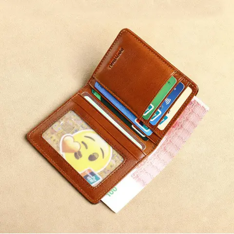 Men's Small Ultra-Thin Wallet Simple Design Brown/Black Genuine Cow Leather Fashion Accessory for 2025 Father's Birthday Gifts