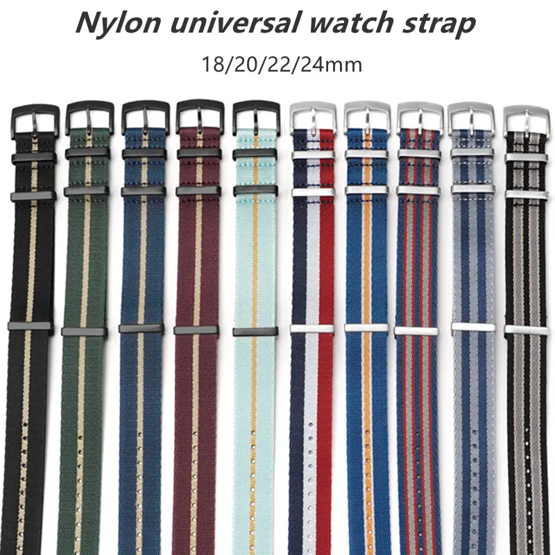 Nylon Canvas universal watchband NATO strap Universal bracelet for Omega Seamaster 300 Speedmaster Series Elastic 18/20/22/24mm