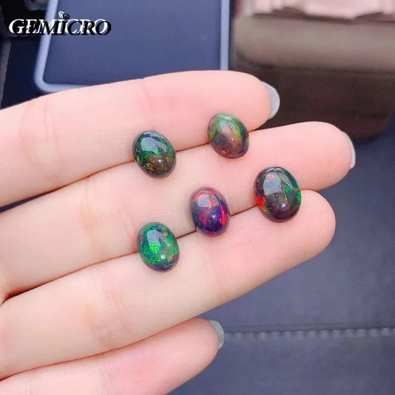 New Ethiopia Black Opal Gemstone Loose 6x8mm Oval Stone for DIY Jewelry