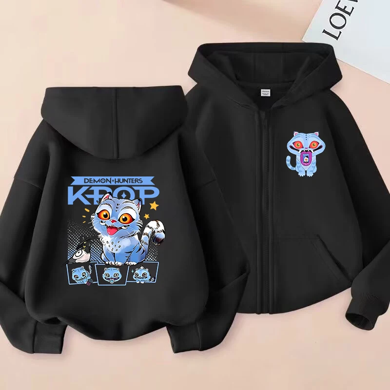 أطفال زمم بلوزات النمر Kpop شيطان الصيادين هوديي ملابس الأطفال طفل فتاة صبي البلوز سستة هودي الطفل الأعلى