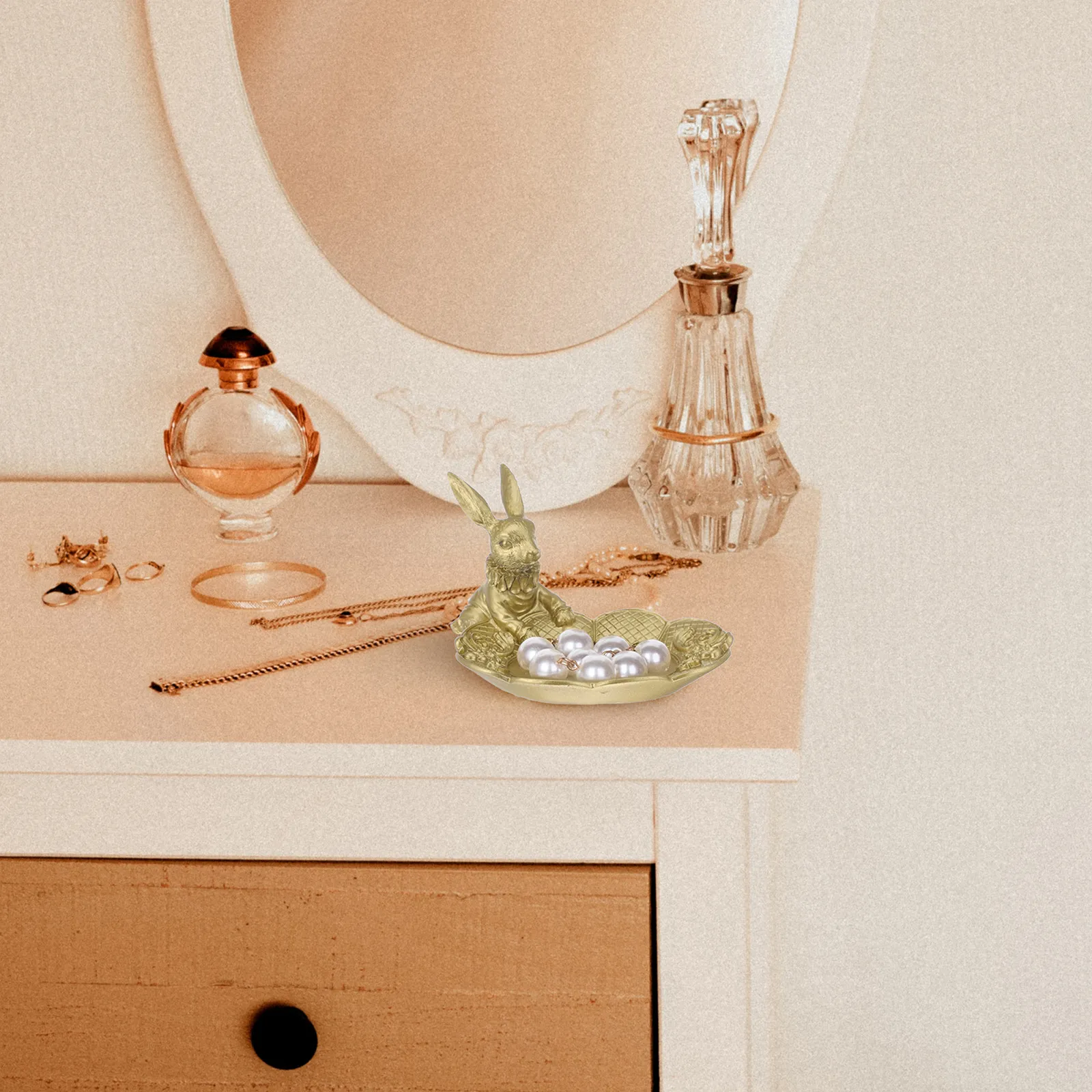 

Resin Jewelry Display Tray Creative Sitting Rabbit Design Decorative Storage Plate Jewelry Holder for Earrings Bracelets