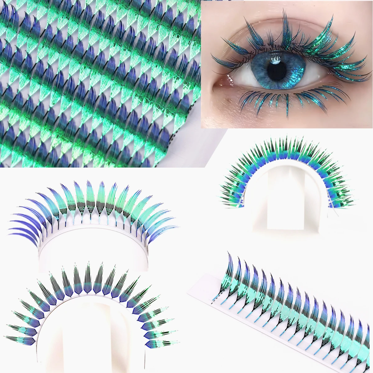 Anime Spike Eyelash Extension Glitter Holographic Manga Spire False Eyelashes Magical Elf Tinsel Comic Volume Lashes