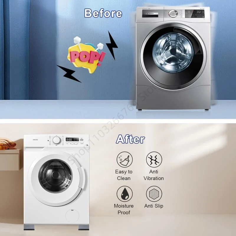 4Pcs Washing Machine Enhanced Version Anti Vibration Mats Refrigerator Silent Anti-Skid Kit Furniture Base Fixed Shock Pads