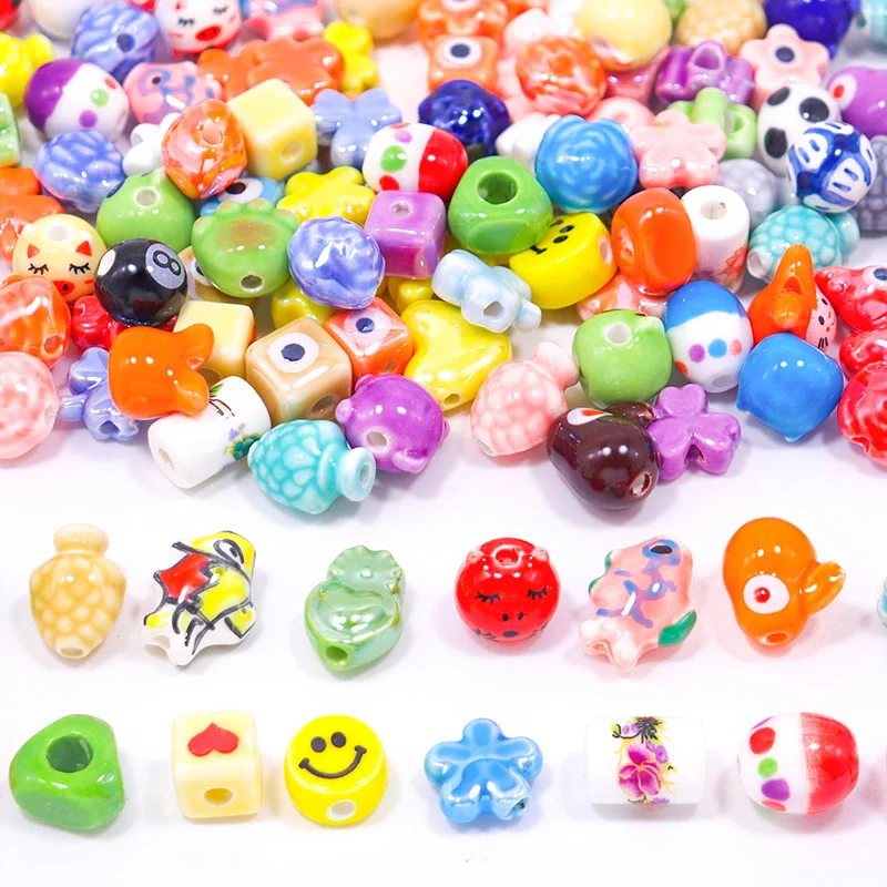 Mixed Shaped Colored Ceramic Beads For Jewelry Making DIY Earring Bracelet Flower Shape Animal Shape Ceramic Jewelry Accessories