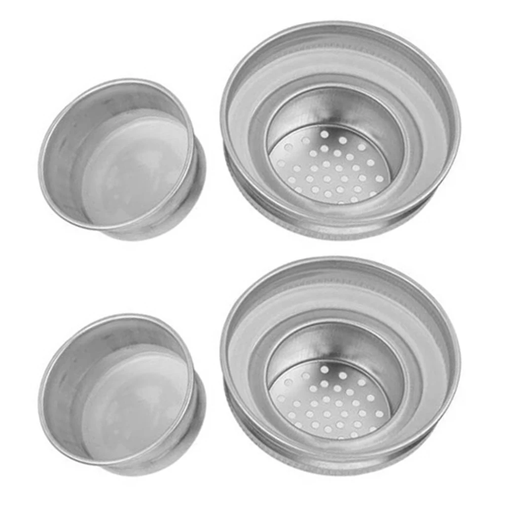 2Pcs Mason Jar Shaker Lids Stainless Steel Airtight Rubber Gasket Covers for Flour Spices Salt Pepper Seasoning Cocktail Mixers