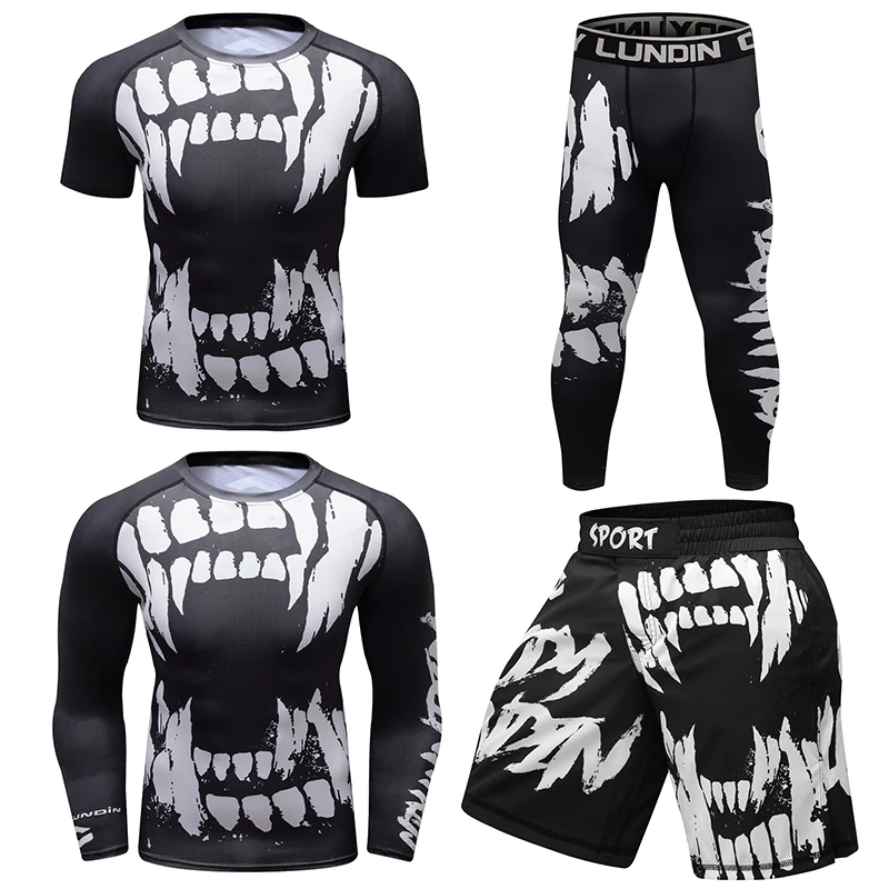 

Cody Lundin Jiu Jitsu Boxing Muay Thai Tracksuit Men T Shirt+ Compression Pants Mma Shorts for Men Bjj Rashguard Kickboxing Set