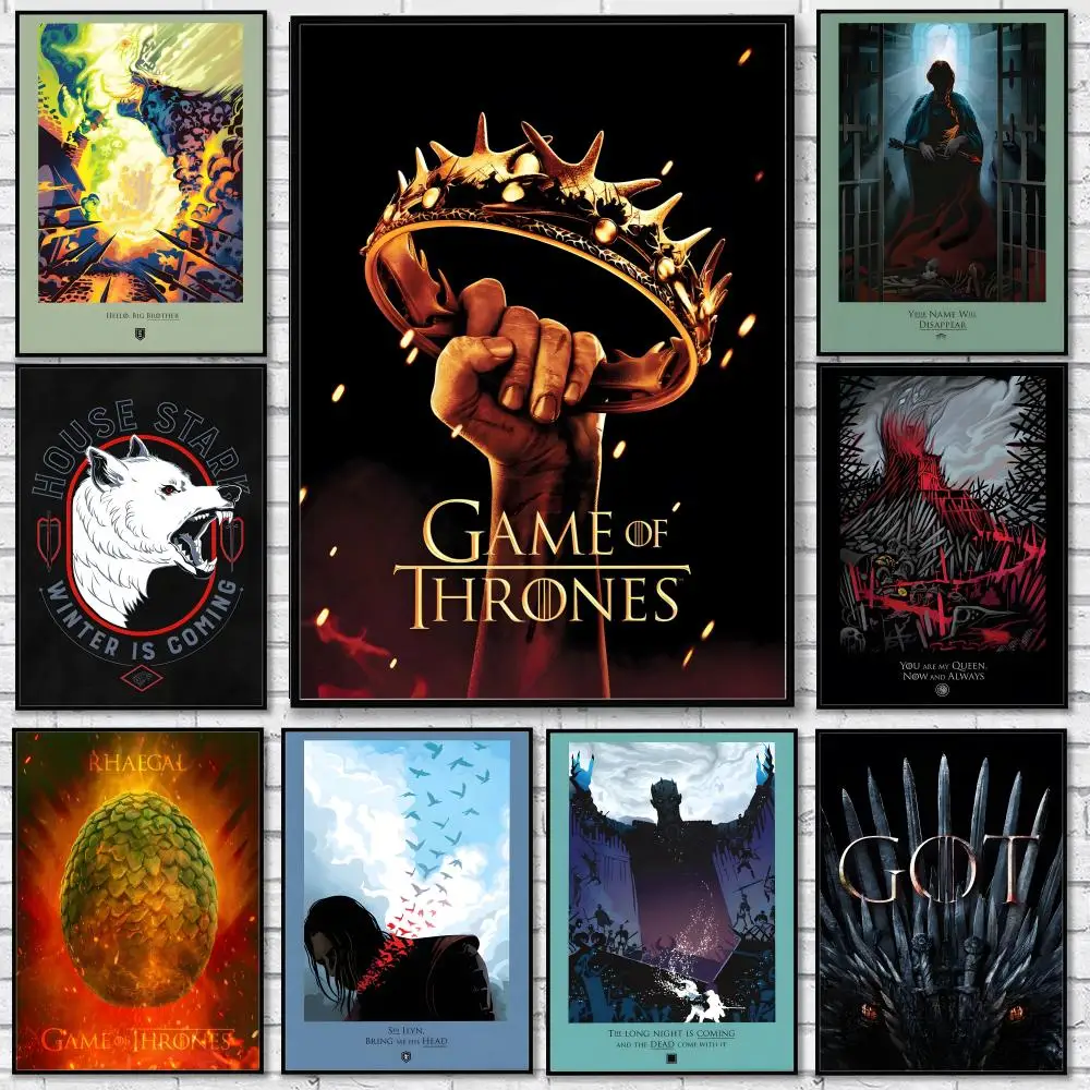 Game Of T-ThroneS W-Western D-Dragon Movie Waterproof HD Wall Sticker Self-Adhesive Art Poster Fade Resistant Home Room Decor