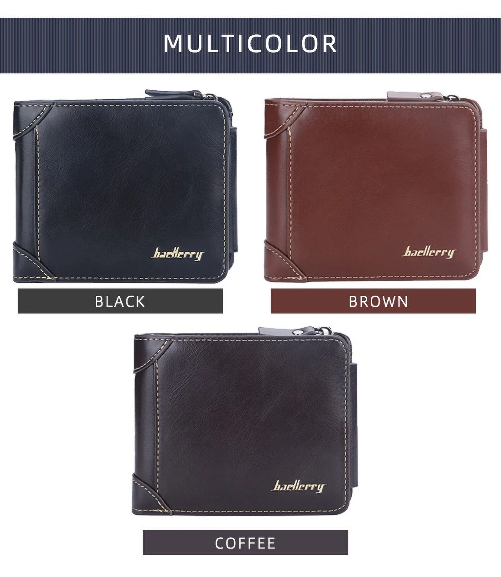 Baellerry Kurze Geldbörse für Herren, PU-Leder, individuell geprägt, RFID-blockierende Vordertasche, Geschenk – Detail 5