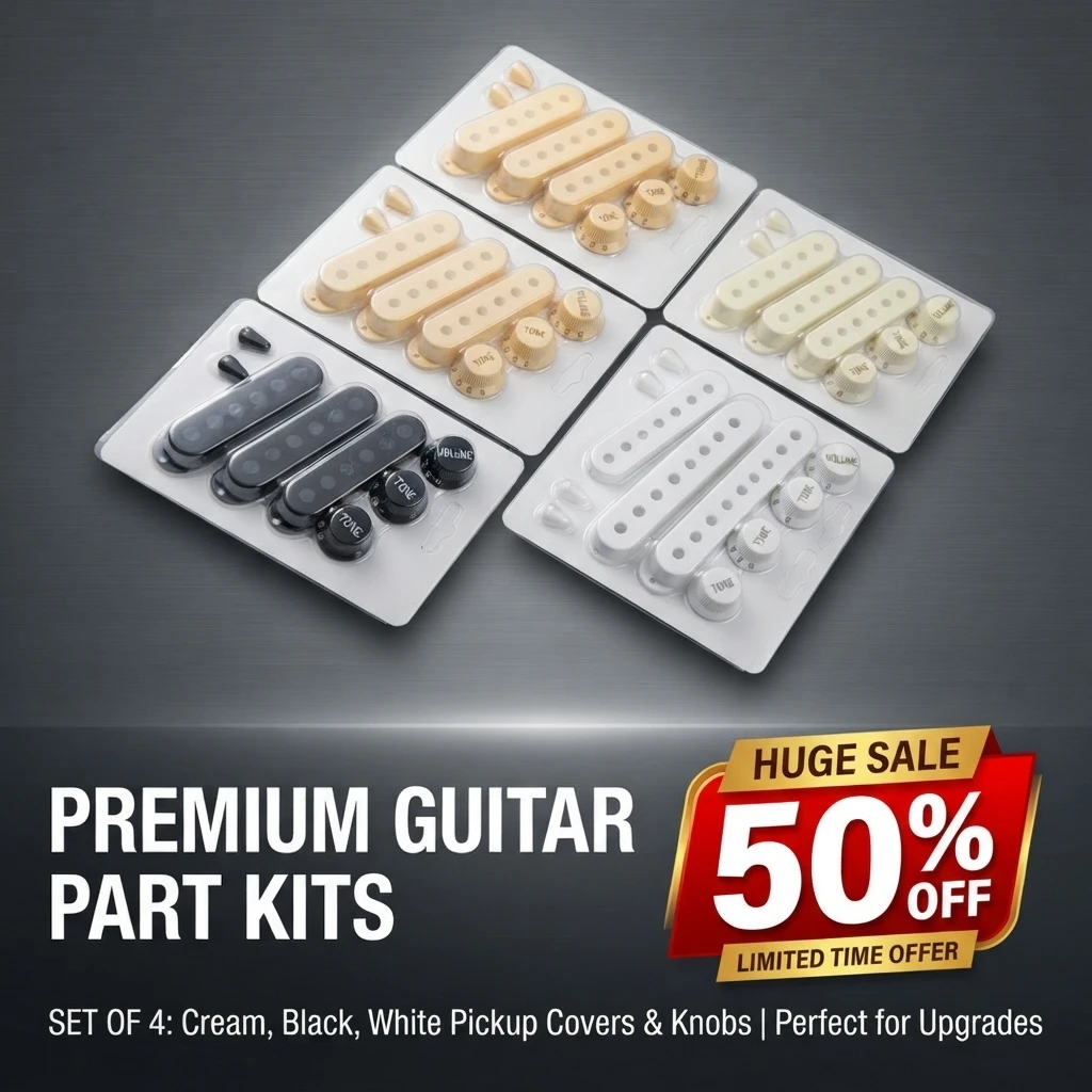 Vintage White ST Control Kit Single Coil Pickup Cover with 2T/1V Knobs And Switch Tip Japanese-Made Guitar Parts Acces
