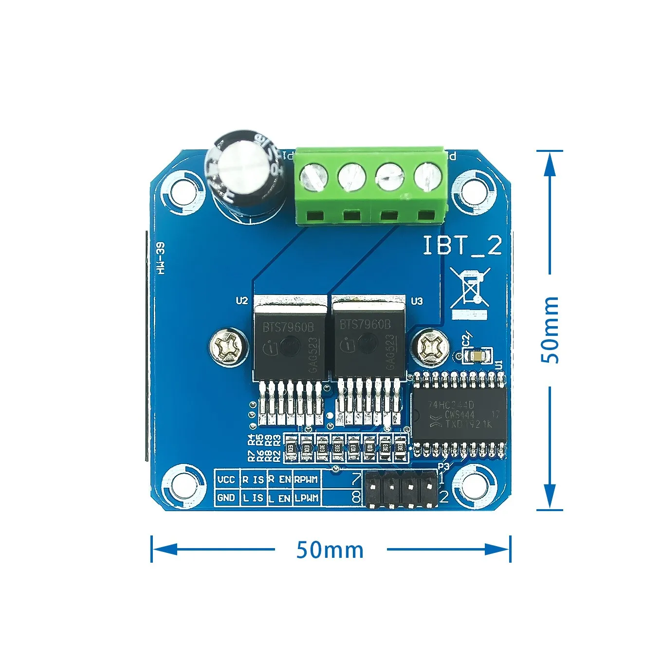 Double BTS7960 43A H-bridge High-power Motor Driver module/smart car/ 4