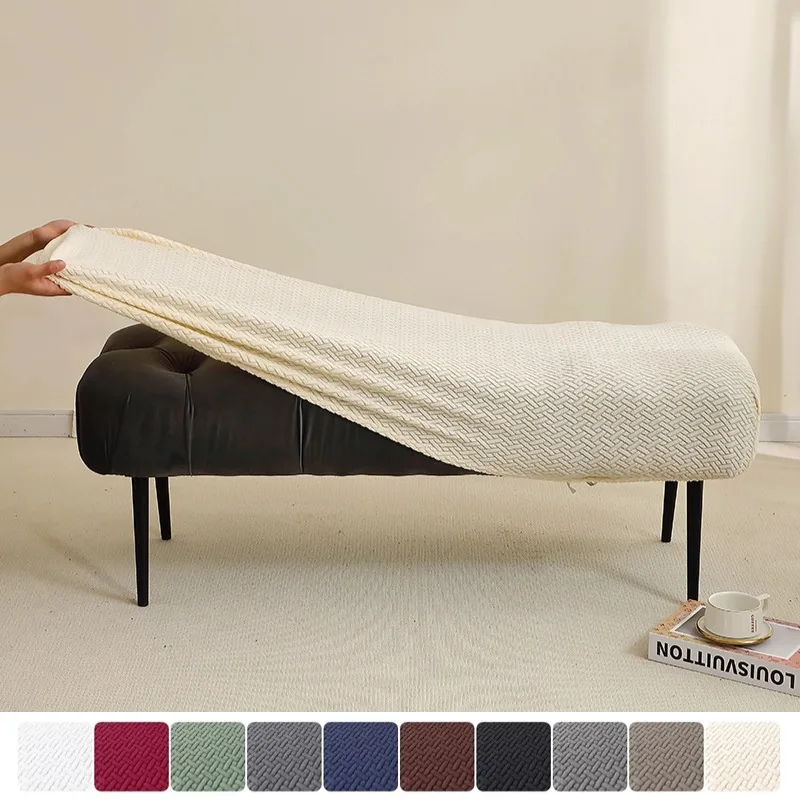 

Jacquard Stretch Long Bench Cover Anti-Dust Removable Dining Bench Slipcover Washable Elastic Piano Seat Protector Living Room