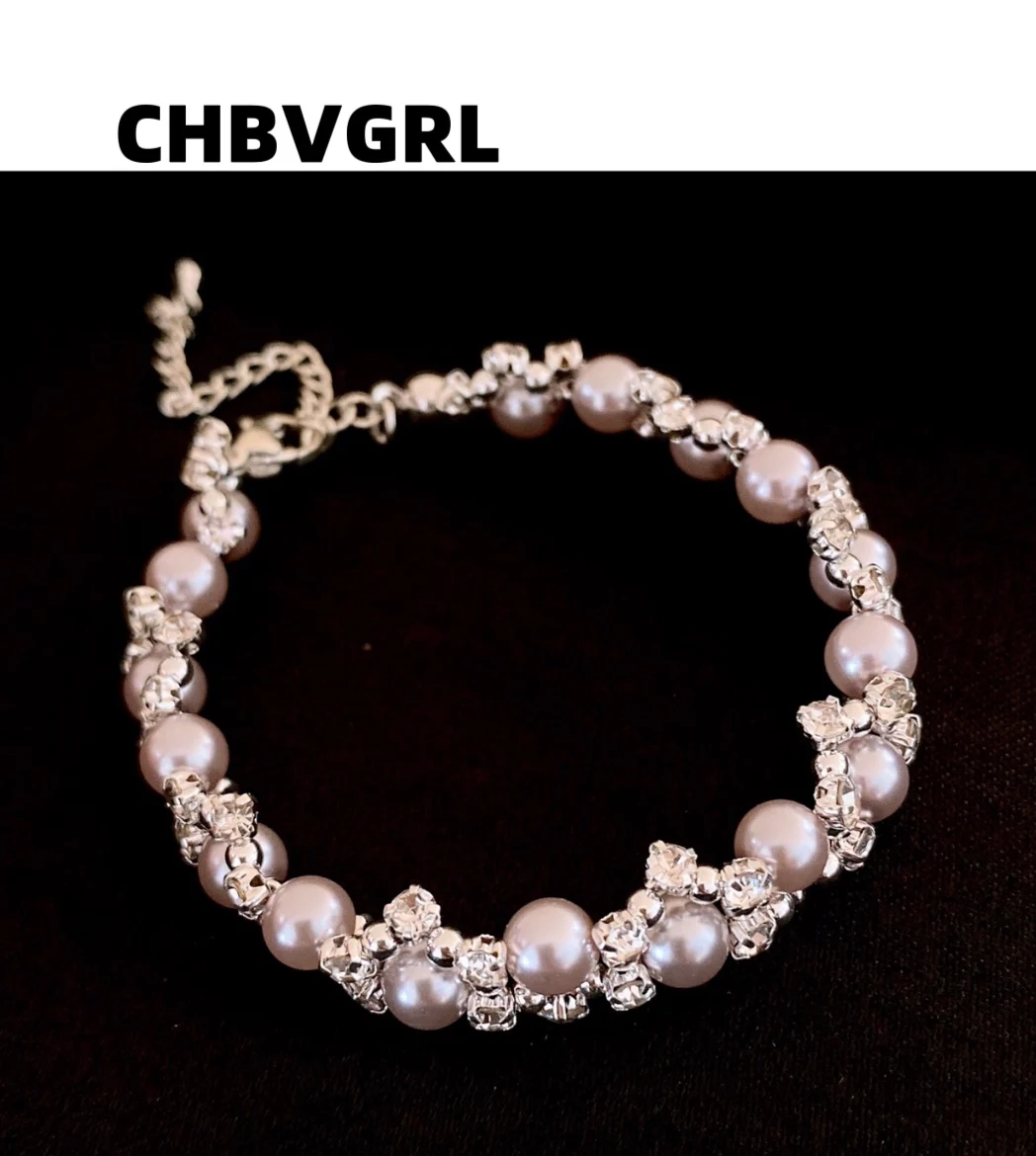 

Popular French elegant zircon pearl necklace luxurious high-end collar chain fashionable temperament pendant