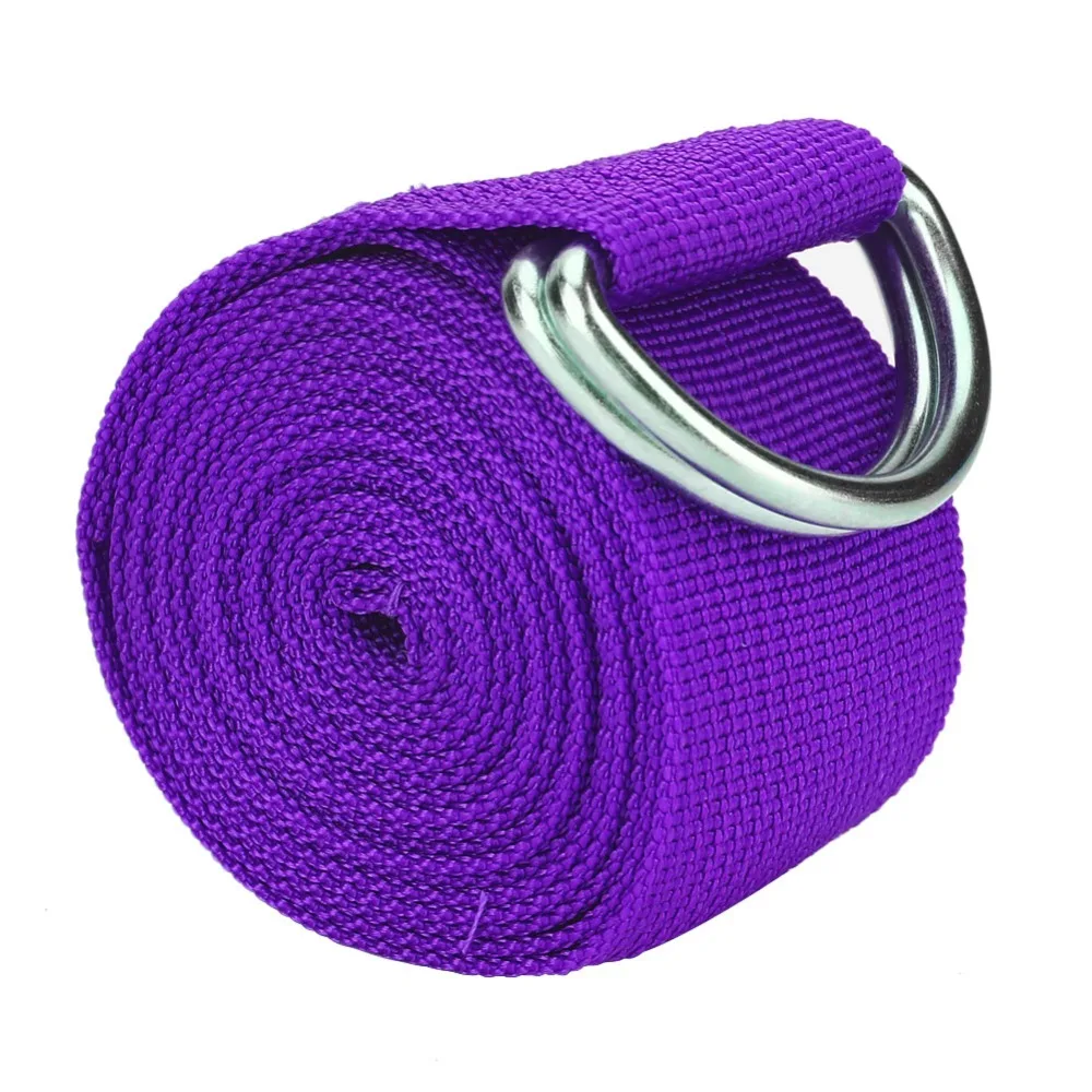 Durable 183*3.8cm Adjustable Stretch Strap with Metal D Ring Buckle Yoga Strap Athletic Stretch Band Gym Use