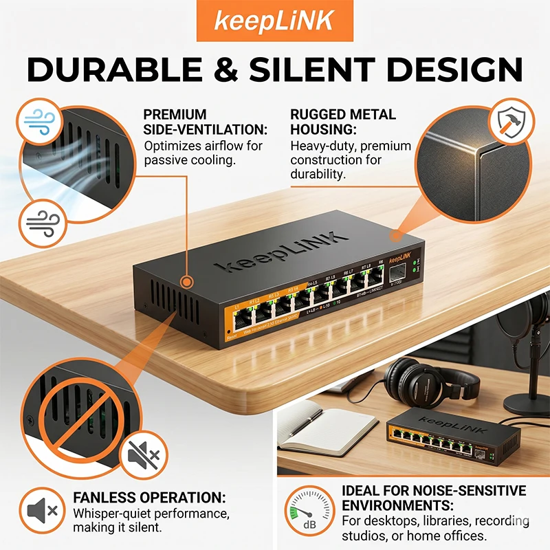 KeepLiNK 9-Port 2.5G Web Managed Switch | 8x 2.5GbE + 1x 10G SFP+ Uplink | Multi-Gigabit Network Ethernet IGMP Snooping