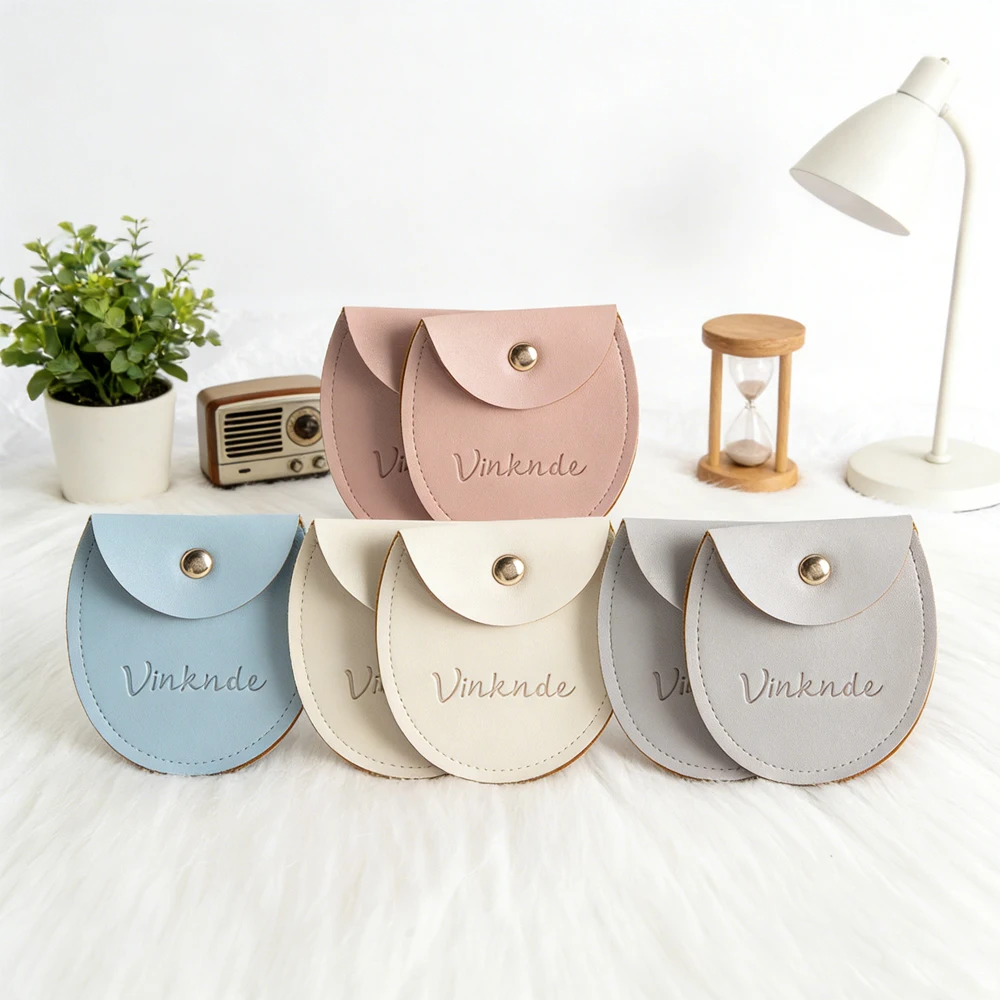 

50/100pcs Rose PU Leather Jewelry Pouch Bag Custom Logo Earring Pendant Packaging Storage Snap Pouch Wedding Favors Dust Boxes