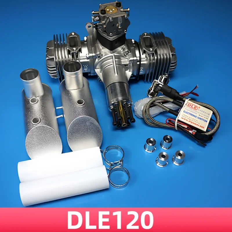 DLE120 Gasoline Engine DLE 120 Model Two-cylinder Two-stroke Side Exhaust Natural Air-cooled Hand Start 120cc Displacement DLE