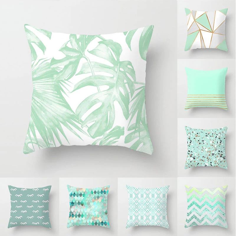 Nordic Modern New Geometric Mint Green Blue Pillowcase, Home Decor Living Room Sofa Decoration Cushion Cover 60x60 40x40 50x50