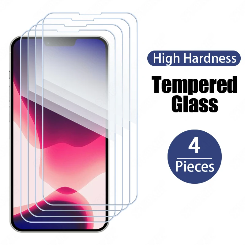 4 Piezas Vidrio Templado Protector de Pantalla para iPhone 16 11 13 14 12 15 Pro Max Compatible con iPhone 14 16 15 Plus 11 12 13 15 14 Pro 16e