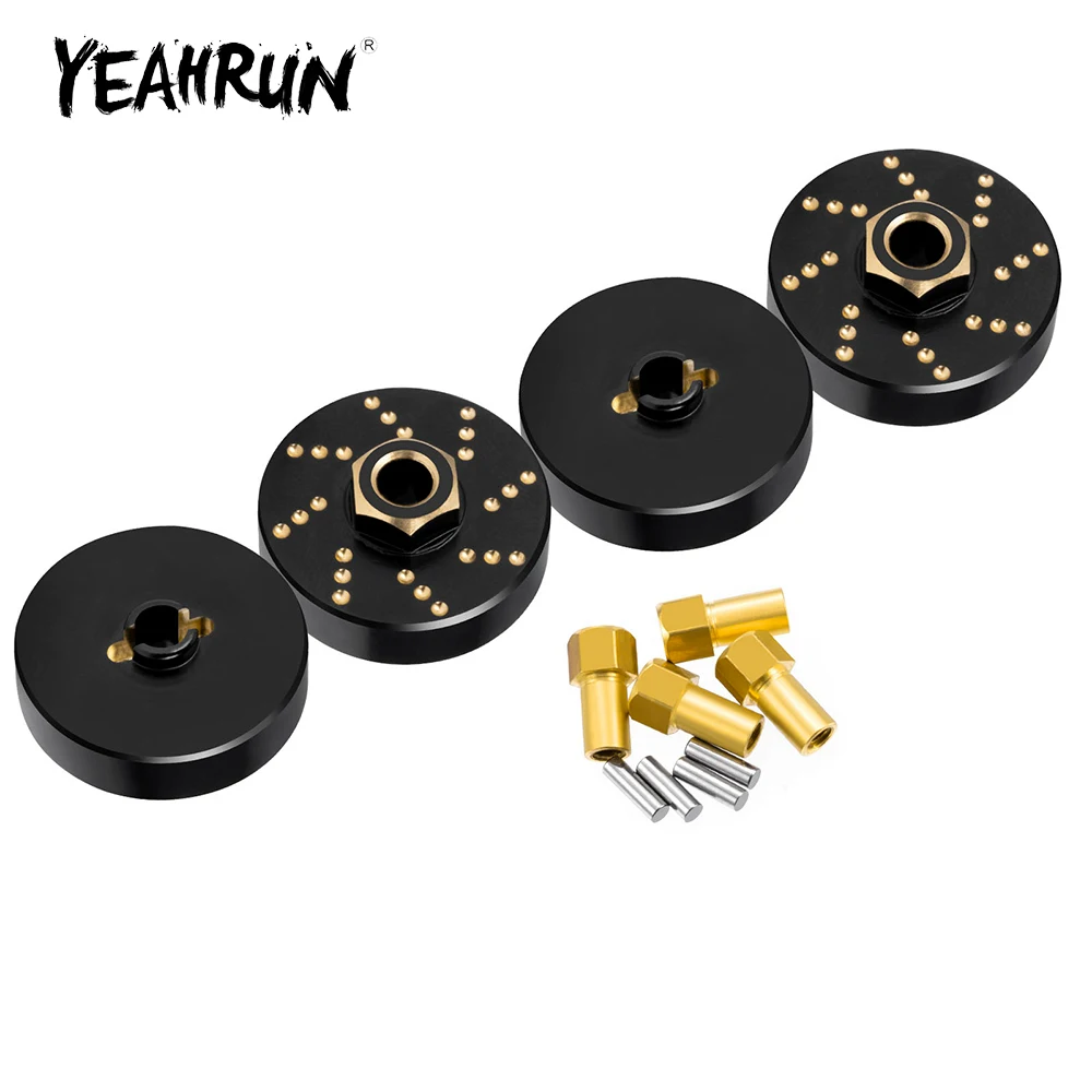 YEAHRUN 4Pcs Black Coating Brass Counterweight Wheel Hex Hub Adapters for TRX-4M 1/18 RC Crawler Car Upgrade Parts