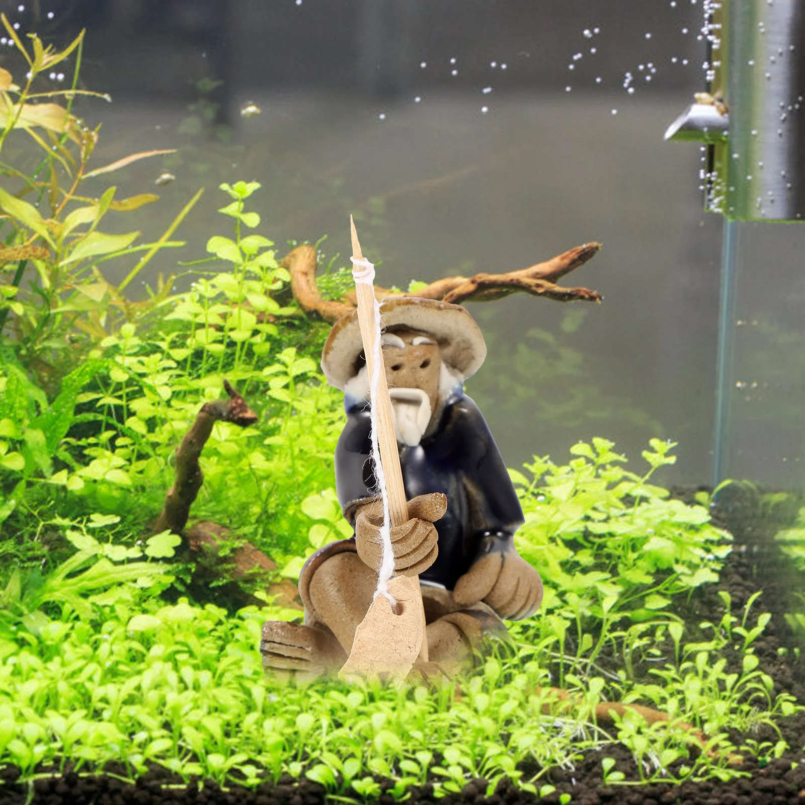 

2Pcs Fisherman Style Absorbing Stone Aquarium Garden Bonsai Decoration Fish Tank Fishing Outdoor Landscape Adornments