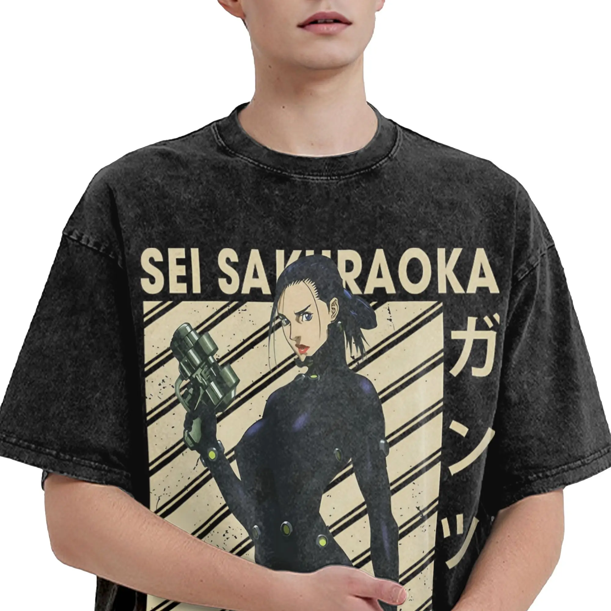 Harajuku Washed Shirt GANTZ Beyond the Abyss  Apparel Vintage T-Shirts Oversize  Streetwear Short Sleeve Printed Tee Shirt
