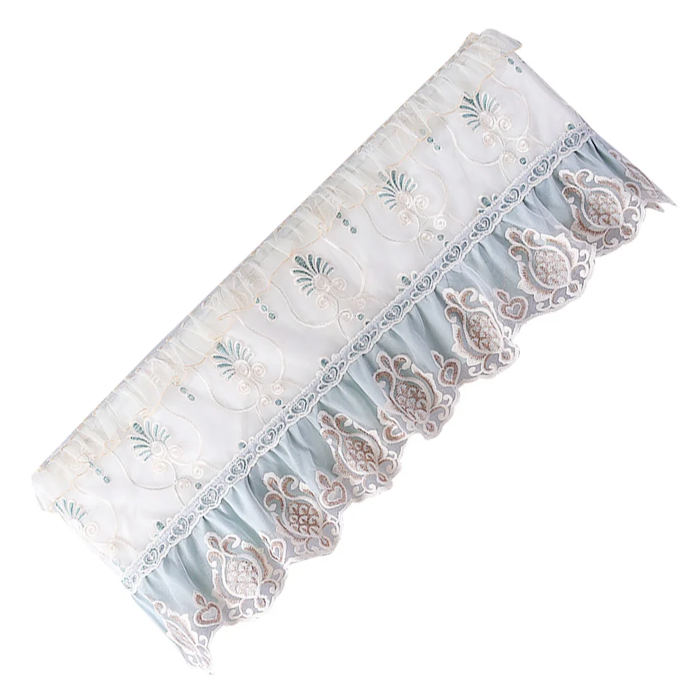 

1pc Air Conditioner Cover Green Lace Fabric Decorative Pattern Scratch Resistant Hanging Ac Protector For Home