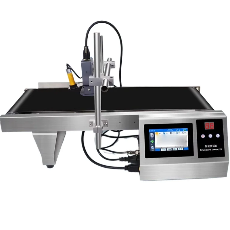 Automatic Inkjet Printer with Conveyor Belt for Barcode Expiry Date QR Code Continuous Coding Machine for Cartons/Metal/Plastic