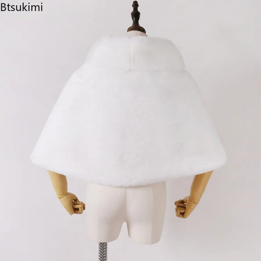 2025 شال فرو صناعي المرأة فستان الزفاف كيب الخريف والشتاء الدافئة تقليد الأرنب الفراء التفاف الزفاف مساء غطاء الكتف