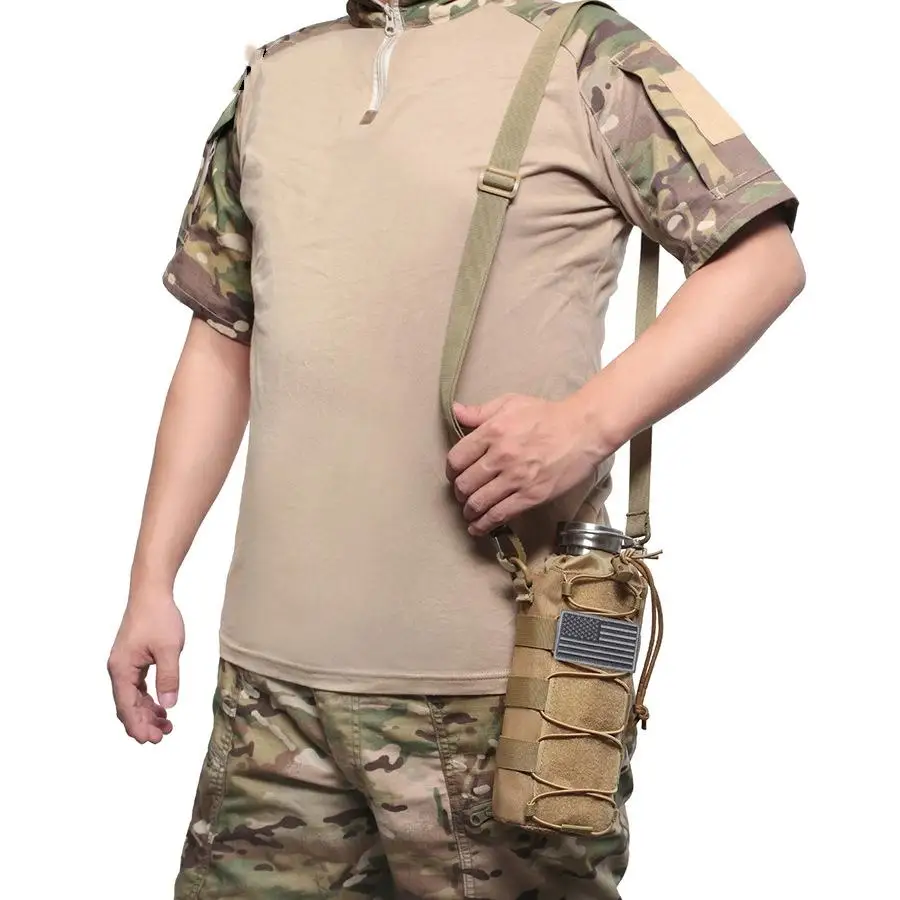 تسلق الجبال في الهواء الطلق، المشي لمسافات طويلة، حقيبة تخزين زجاجات المياه بكتف واحد، معلقة على الخصر MOLLE، حقيبة خصر متعددة الأغراض