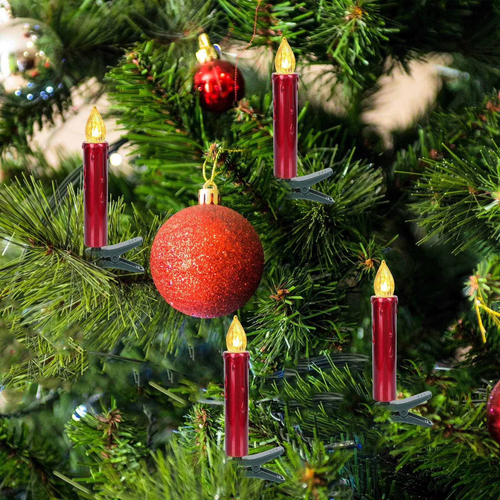 

10 Pcs Red Electronic C les LED Warm Light Remote Control Christmas Wedding DecorativeLights C Lamp LED Lighting