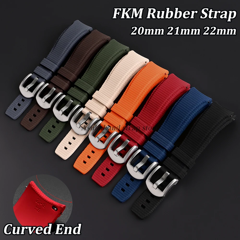 20mm 21mm 22mm Curved End FKM Rubber Watch Strap for Omega for Swatch Quick Release for Seiko Band Men Sport Waterproof Bracelet