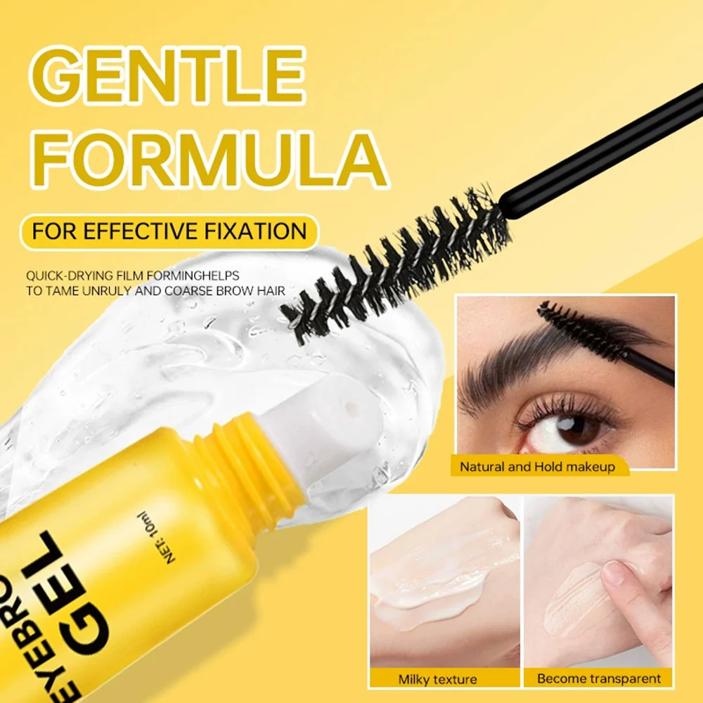 1PC Eyebrow Gel, Gentle Formula Brow Setting Gel With Spoolie Brush, Quick Drying Long Lasting Clear Brow Styling Gel for Natural Eyebrow Makeup