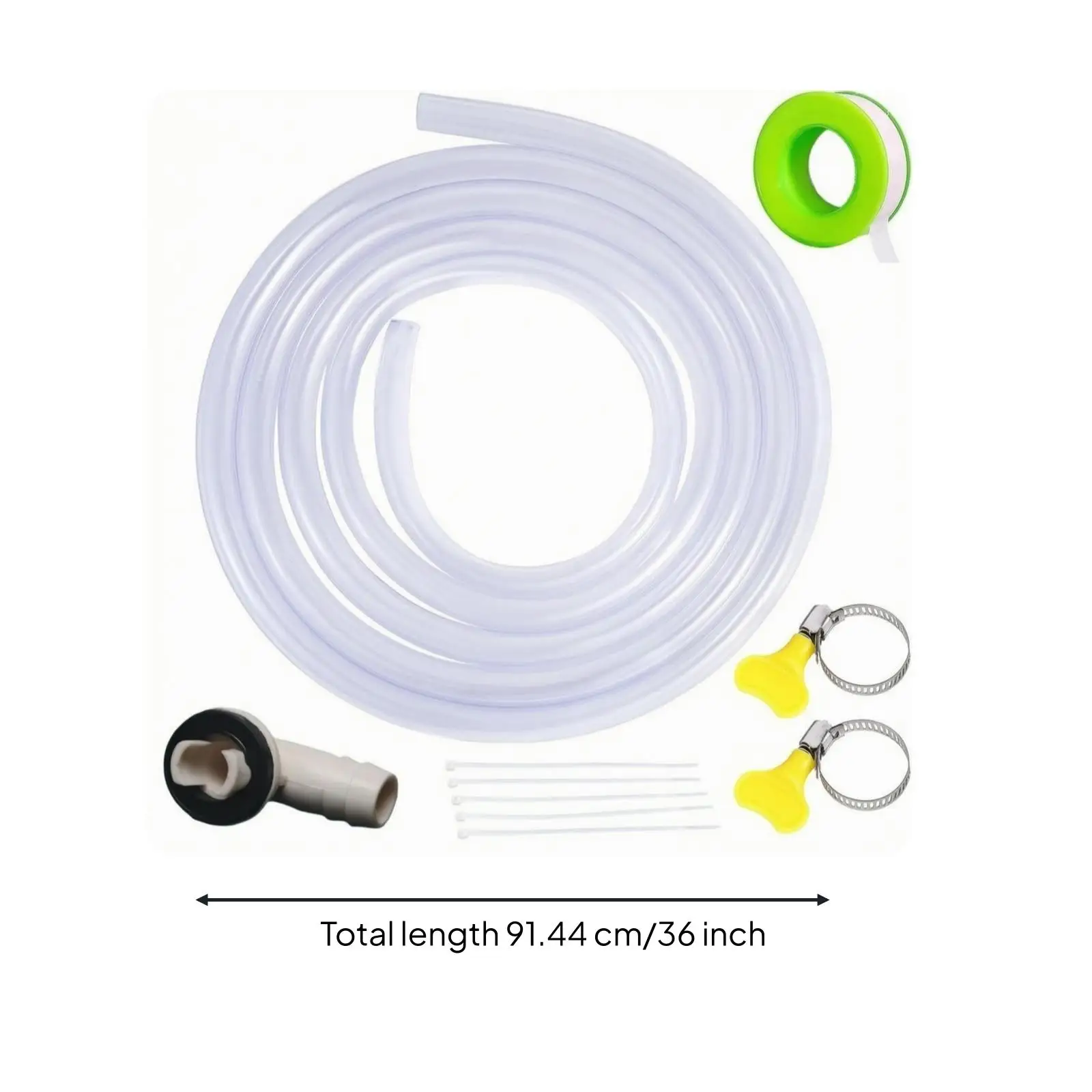 Universal AC Condensate Drain Hose with Fittings and Zip Ties for Portable Air Conditioner Leak Prevention