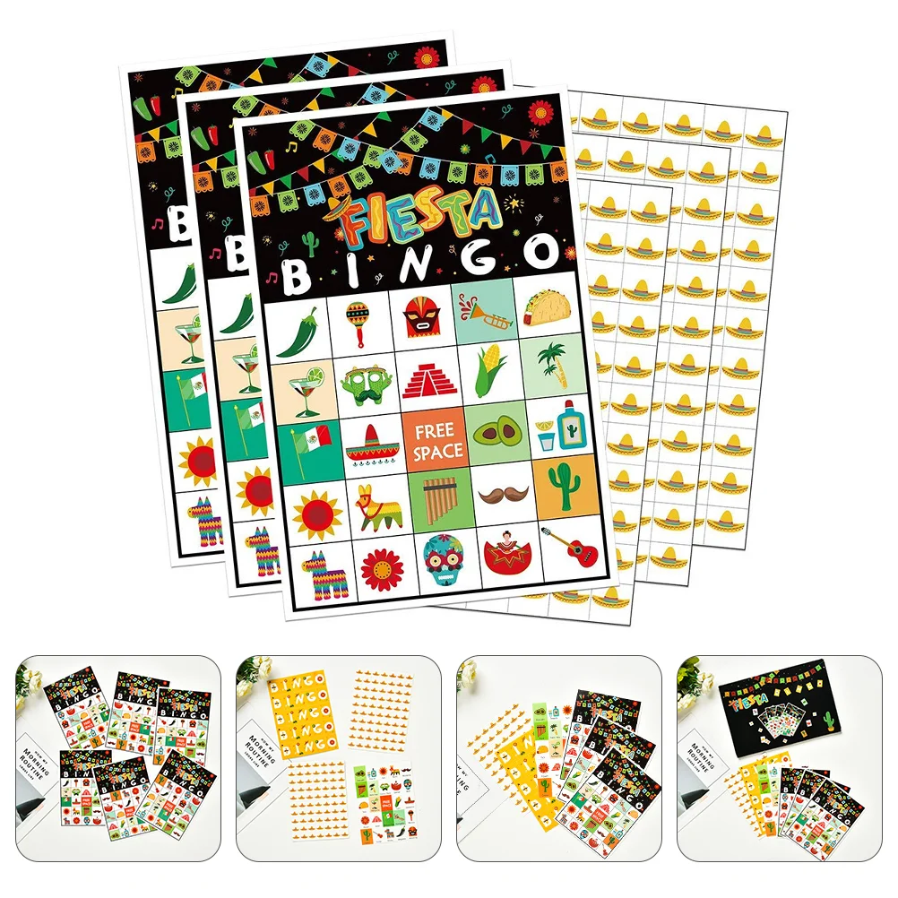 24 Player Party Game Bingo Set Intellectual Development Plaything Paper Cards Black Accessory