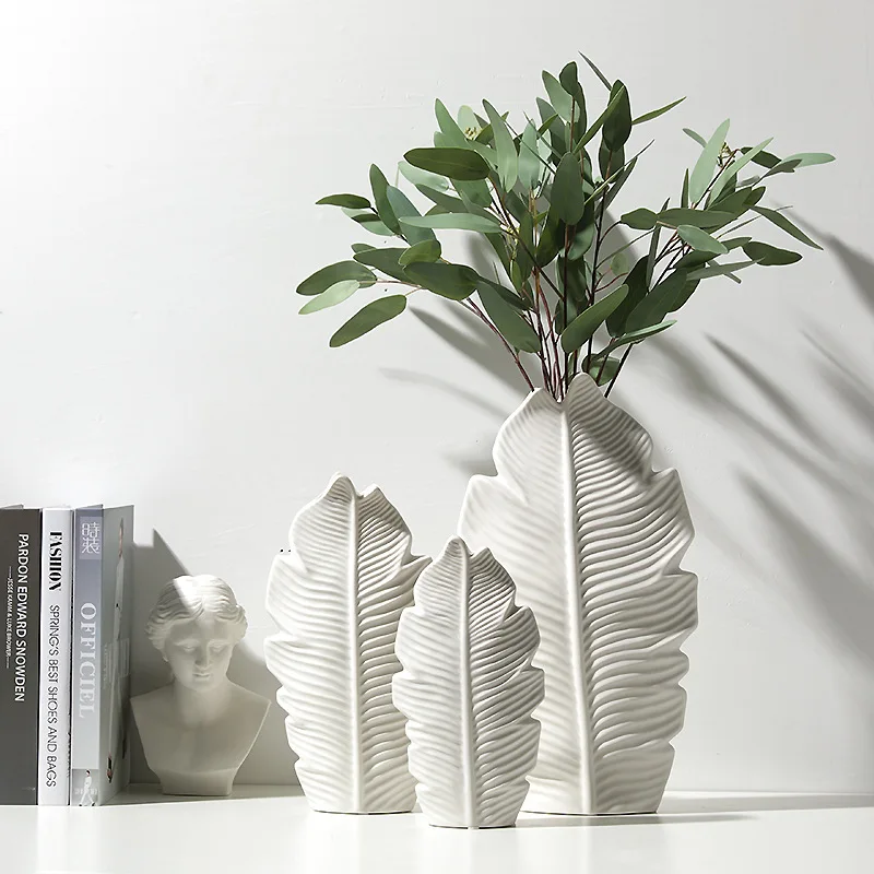 

Ceramic Vase Decoration Home Living Room Flower Arrangement Modern Flower Set of Three White Vase Decoration Furnishings