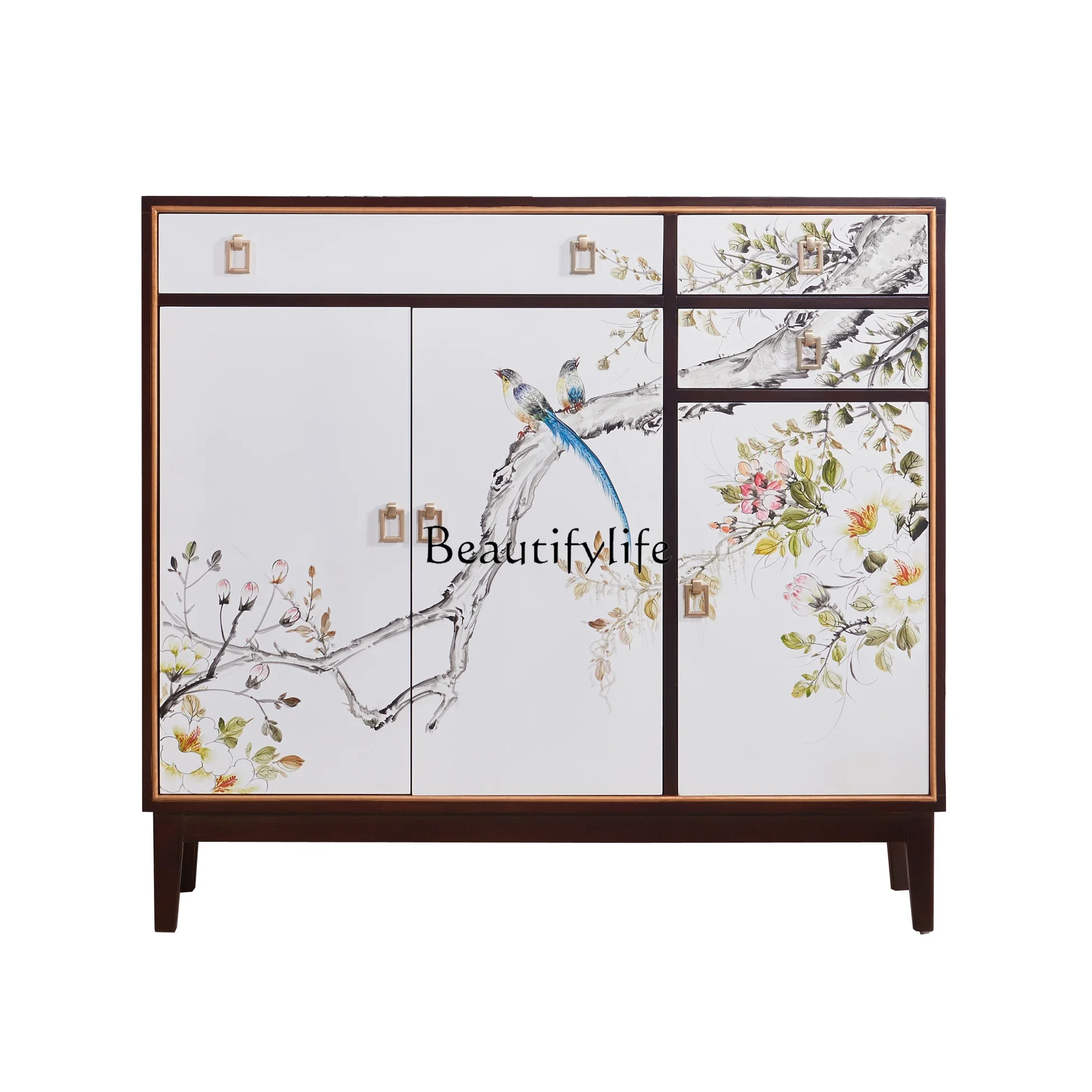 

LD33New Chinese Style Entrance Cabinet Painted Furniture Hand Painted Dining Edge Home Doorway Locker