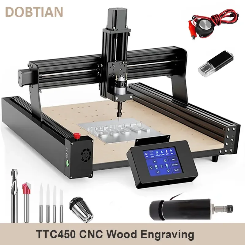 TTC450 3AXIS CNC Router Milling Cutting Laser Engraver Spindle Motor Kit DIY for PCB PVC Metal Acrylic Laser Printer Working