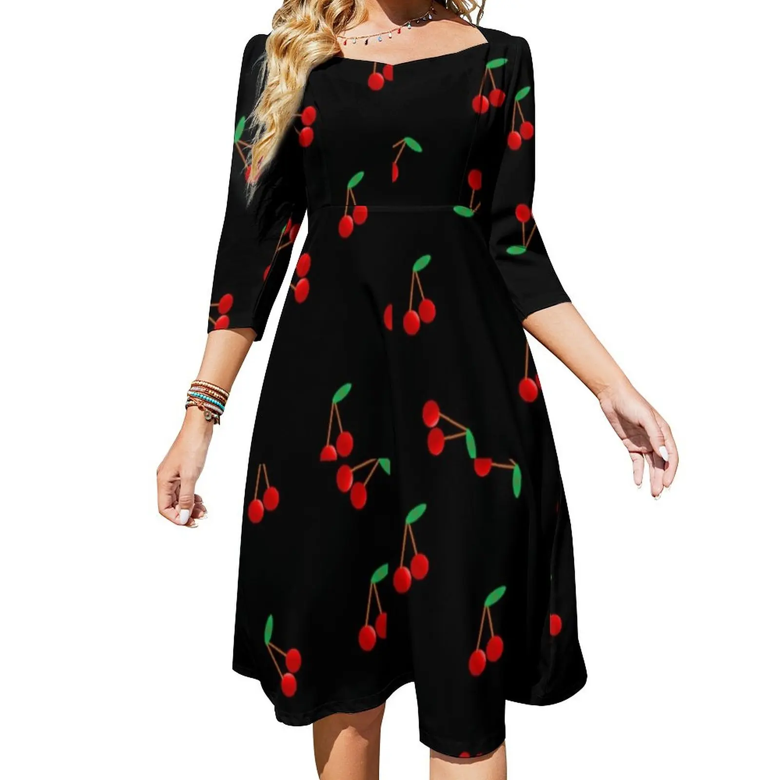 

Cherry Picked Flare Dress summer women's dress 2024 Woman dresses