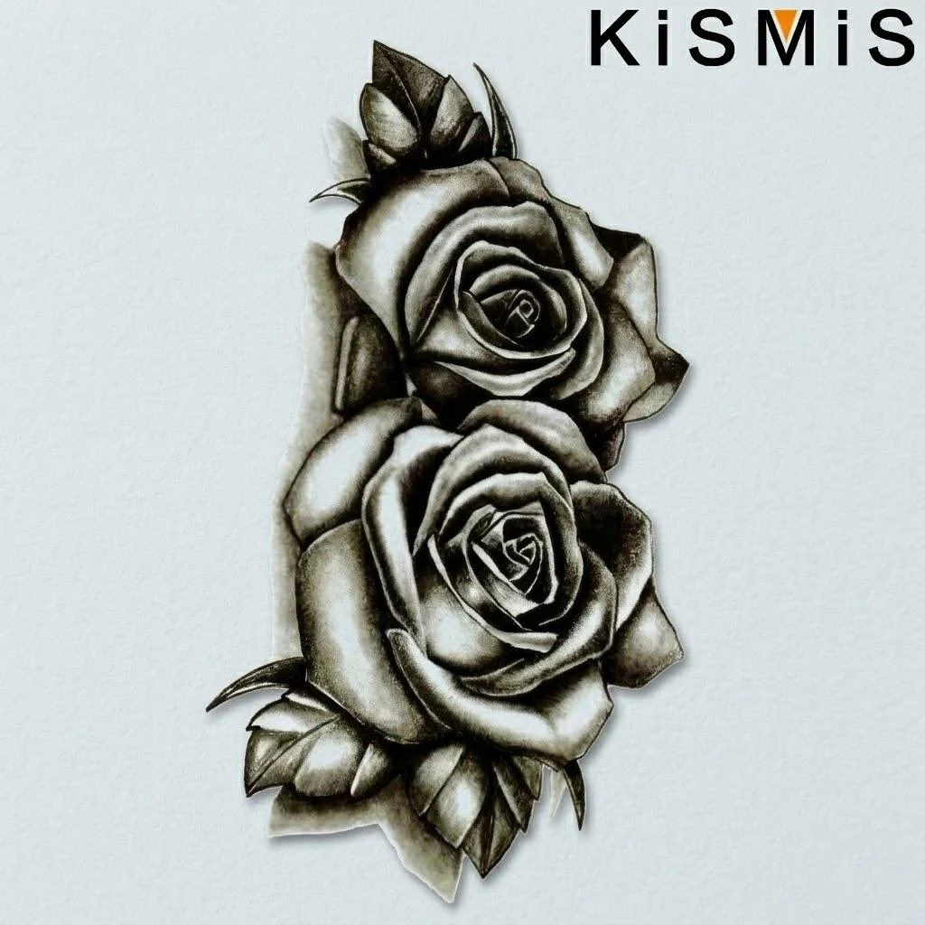 

2Pcs Waterproof Temporary Tattoo Stickers Black Rose Body Art Fake Tattoos for Women Men Skin Art Design Temporary Body Tattoos