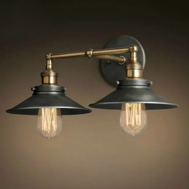 

American Vintage 2 Heads Wall Lamp Indoor Lighting Bedside Lamps Double Wall Lights For Home