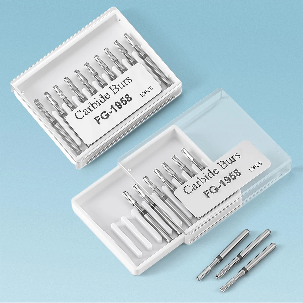 10 teile/schachtel Dental Hartmetall Bohrer Metall Schneiden 1,6mm FG1957/FG1958 Für High Speed Handstück Zahn Restaurierung AZDENT – Detail 3