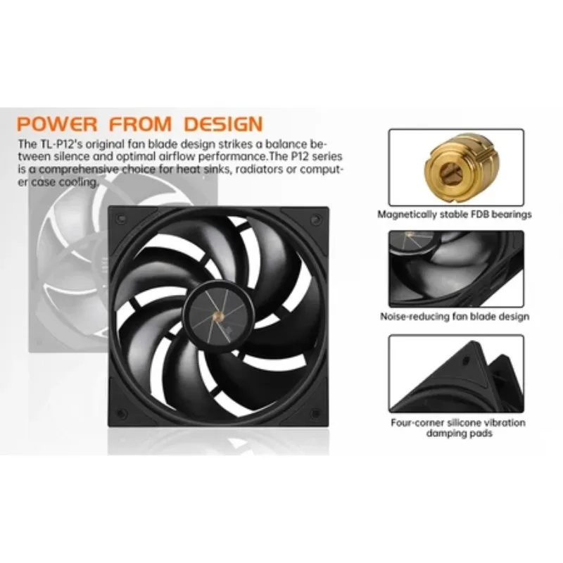 Thermalright TL-P12 1/3/5 PCS CPU-ventilator 120 mm behuizing Stille 4PIN PWM Computer Stille ventilator 1500 RPM snelheid Desktop CPU-koelventilator