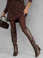 Collants opaques marron café pour femme, très extensibles, couleur unie, avec pied, pour l'automne et l'hiver 2