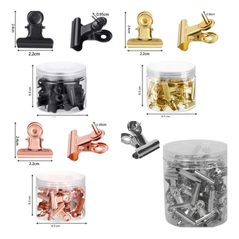 20pcs/Box Push Pins Stylish Thumb Tacks with Binder Clips Thumbtack Metal Nail Clip 22mm Rose Gold Note Clip Word Binding Clip